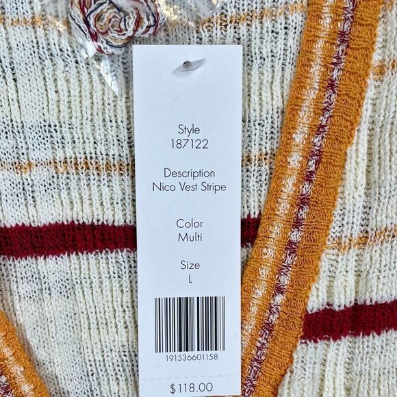 NWT Foxcroft New York Nico Textured Striped Open Front Long Vest Large - Picture 6 of 8